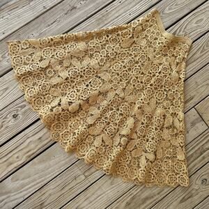 1950s raffia skirt crochet beach boho Italy XS 26